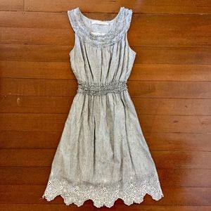 Cute Max Studio Striped Lace Trim Cotton Dress